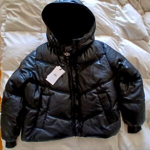Ugg black Ronney faux leather puffer jacket